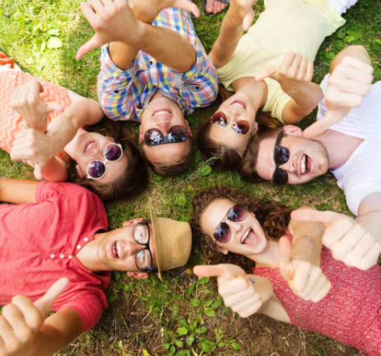 happy vaccinated people