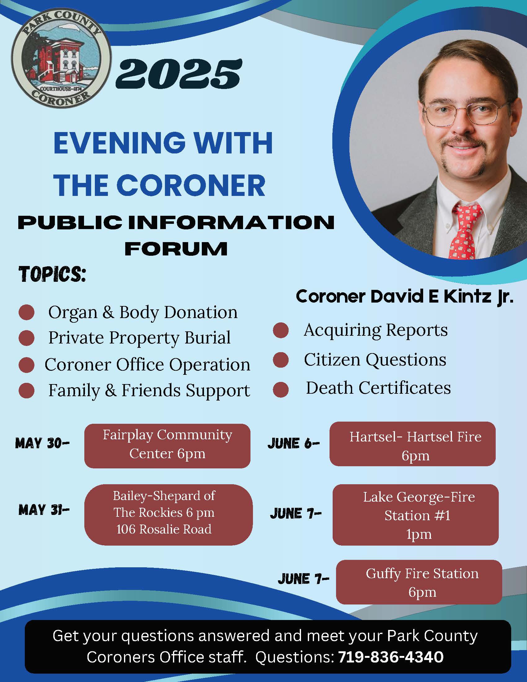 Evening with the coroner flyer 2025