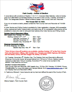 Park County - Election Notice 2025 - Small Format